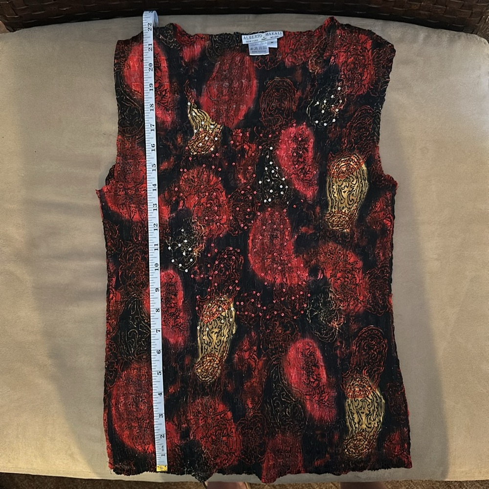 Alberto Malaki sheer sequin pattern vintage sleeveless top - Picture 4 of 4